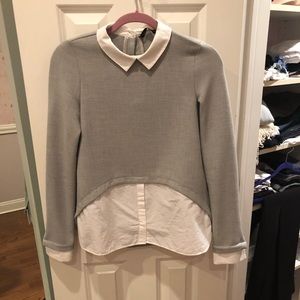 Zara knit top with faux shirt underneath